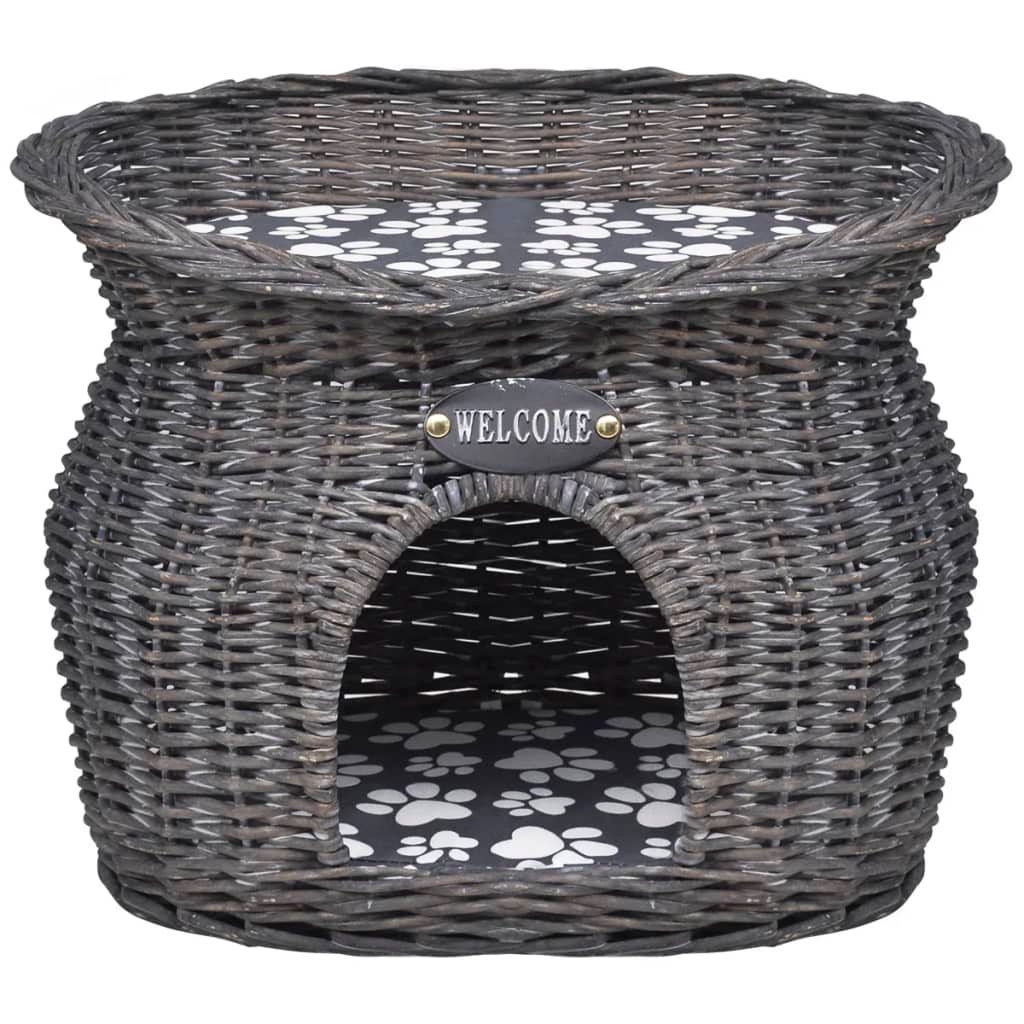 Glamorous Pups : vidaXL Cat House Gray Willow 17.3 x 13.0 x 13.4 in Portable Cat House