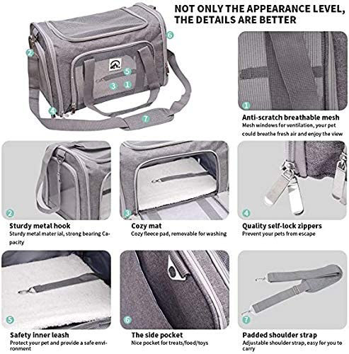 Glamorous Pups : Airline Approved Pet Carrier Bag (Grey) 20"