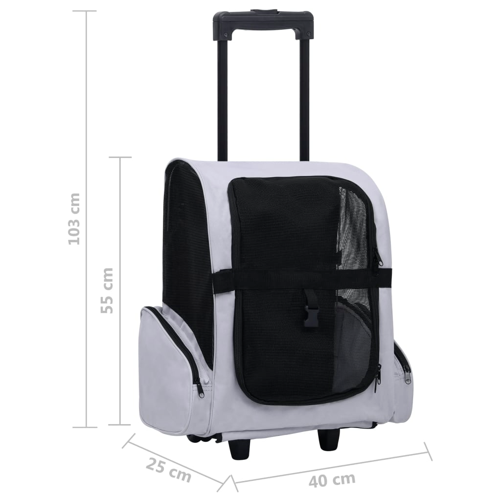 Glamorous Pups : vidaXL Pet Trolley Grey Fabric Collapsible Pet Trolley Rectangular