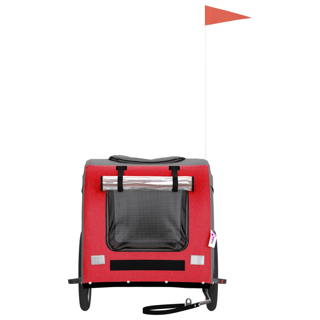Glamorous Pups : vidaXL Pet Bike Trailer Red and Grey Oxford fabric, Iron, PVC Compact