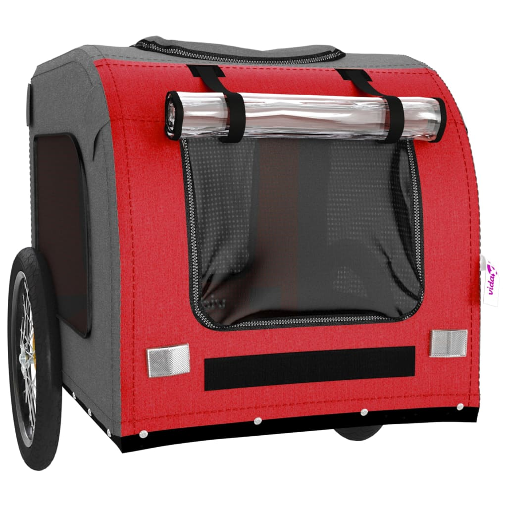 Glamorous Pups : vidaXL Pet Bike Trailer Red and Grey Oxford fabric, Iron, PVC Compact