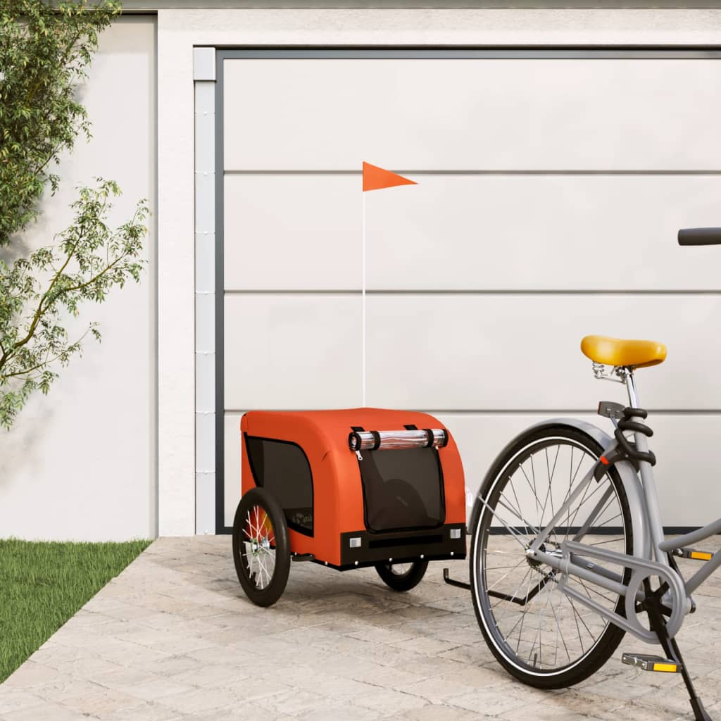 Glamorous Pups : vidaXL Pet Bike Trailer Orange and Black Oxford Fabric, Iron, PVC
