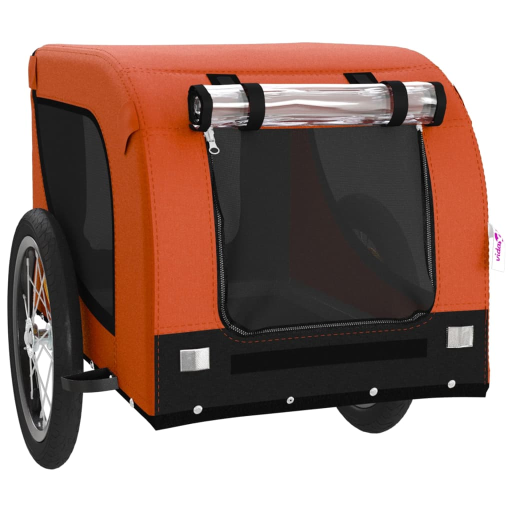 Glamorous Pups : vidaXL Pet Bike Trailer Orange and Black Oxford Fabric, Iron, PVC