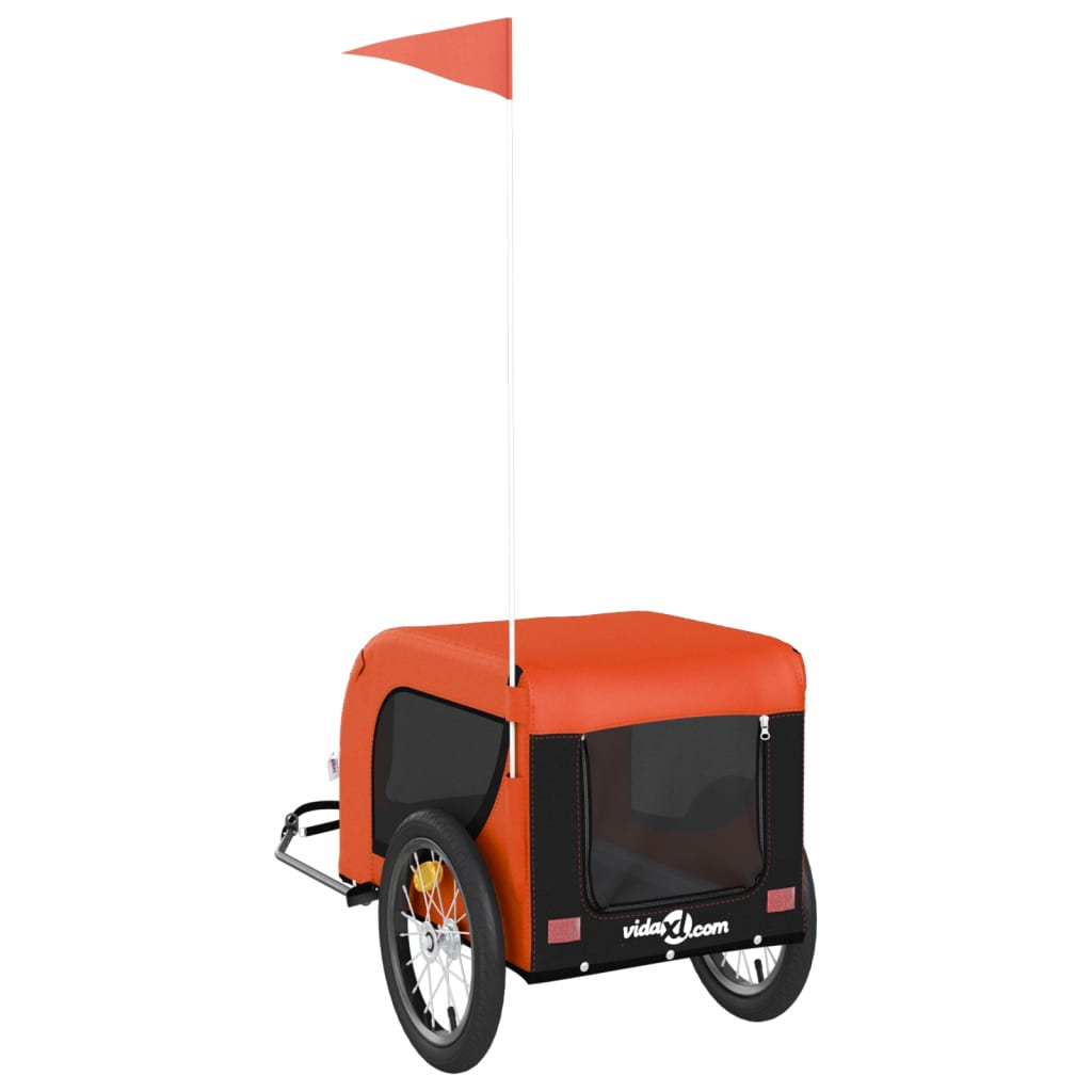 Glamorous Pups : vidaXL Pet Bike Trailer Orange and Black Oxford Fabric, Iron, PVC