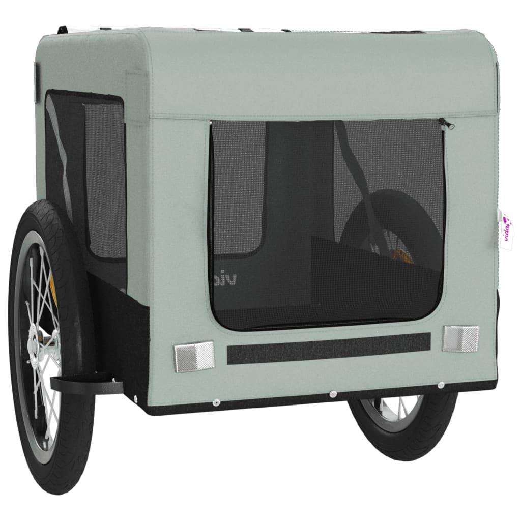 Glamorous Pups : vidaXL Pet Bike Trailer Grey and Black Oxford Fabric, Iron, PVC Medium