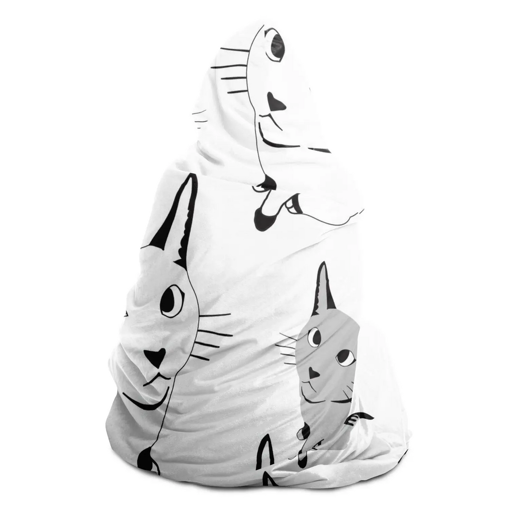 Glamorous Pups : Cute Cat Pattern Hooded Blanket