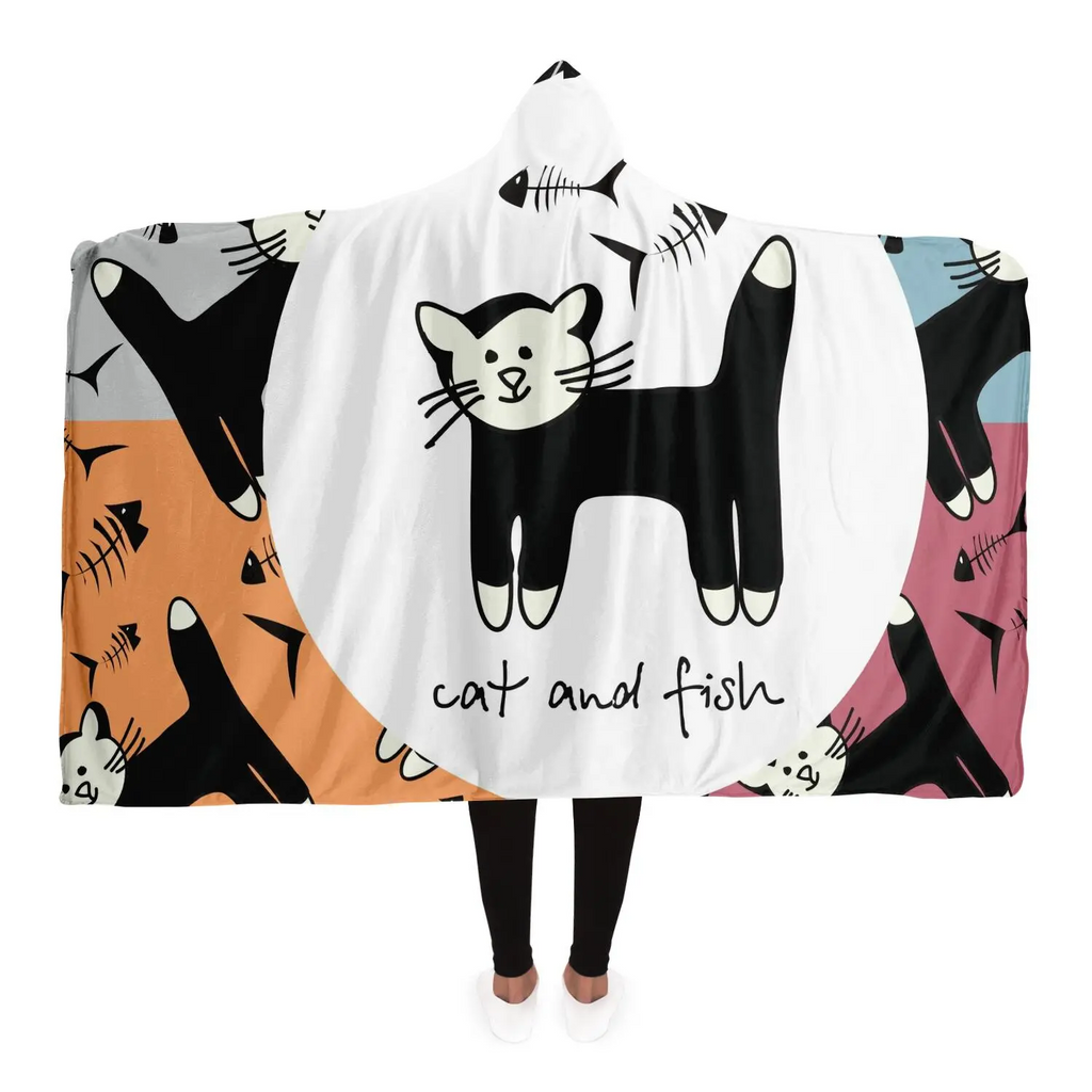 Glamorous Pups : Cat Pattern Hooded Blanket