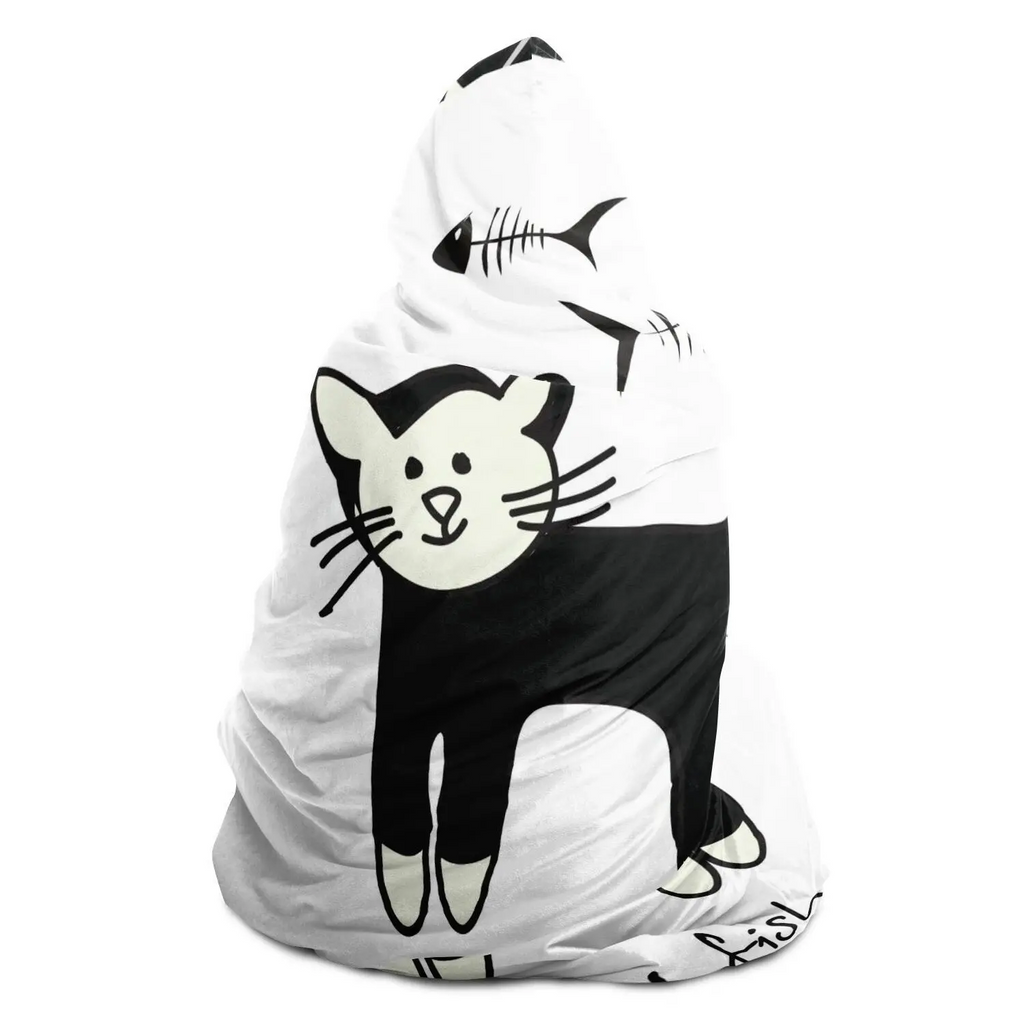 Glamorous Pups : Cat Pattern Hooded Blanket