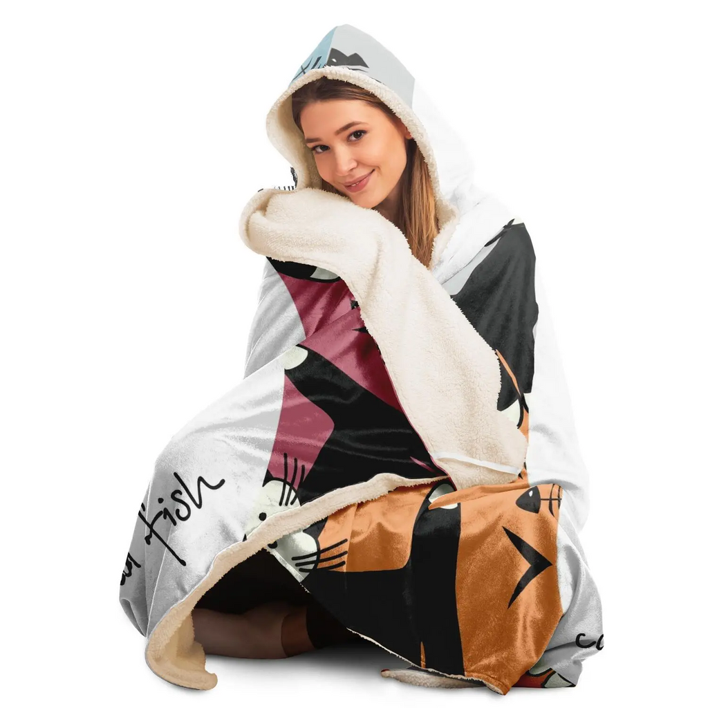 Glamorous Pups : Cat Pattern Hooded Blanket
