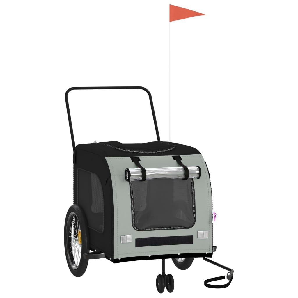 Glamorous Pups : vidaXL Pet Bike Trailer Black and Grey Oxford fabric, Iron, PVC Medium