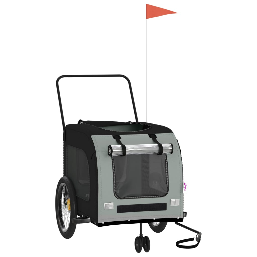 Glamorous Pups : vidaXL Pet Bike Trailer Black and Grey Oxford fabric, Iron, PVC Medium