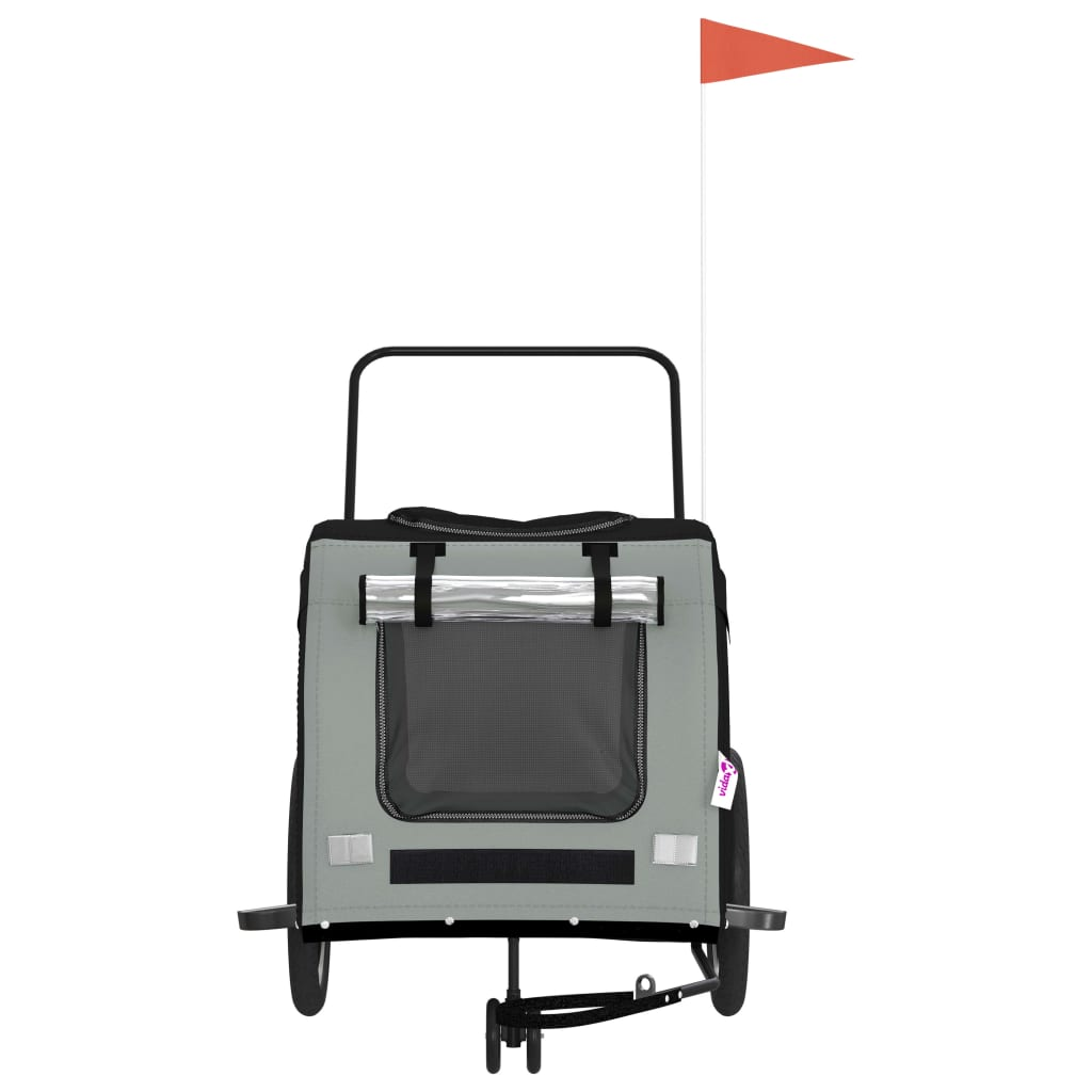 Glamorous Pups : vidaXL Pet Bike Trailer Black and Grey Oxford fabric, Iron, PVC Medium