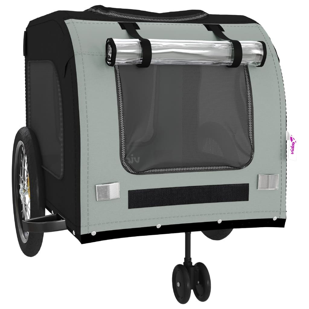 Glamorous Pups : vidaXL Pet Bike Trailer Black and Grey Oxford fabric, Iron, PVC Medium
