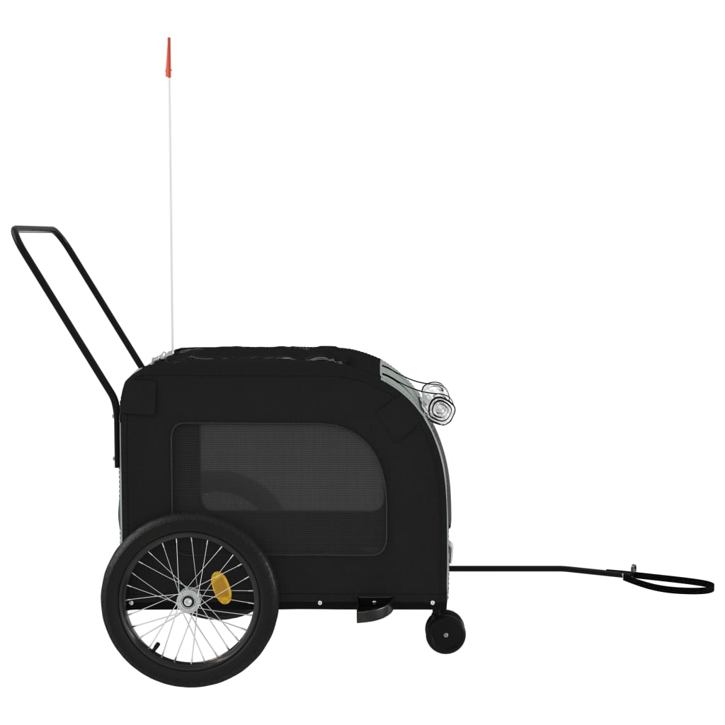 Glamorous Pups : vidaXL Pet Bike Trailer Black and Grey Oxford fabric, Iron, PVC Medium