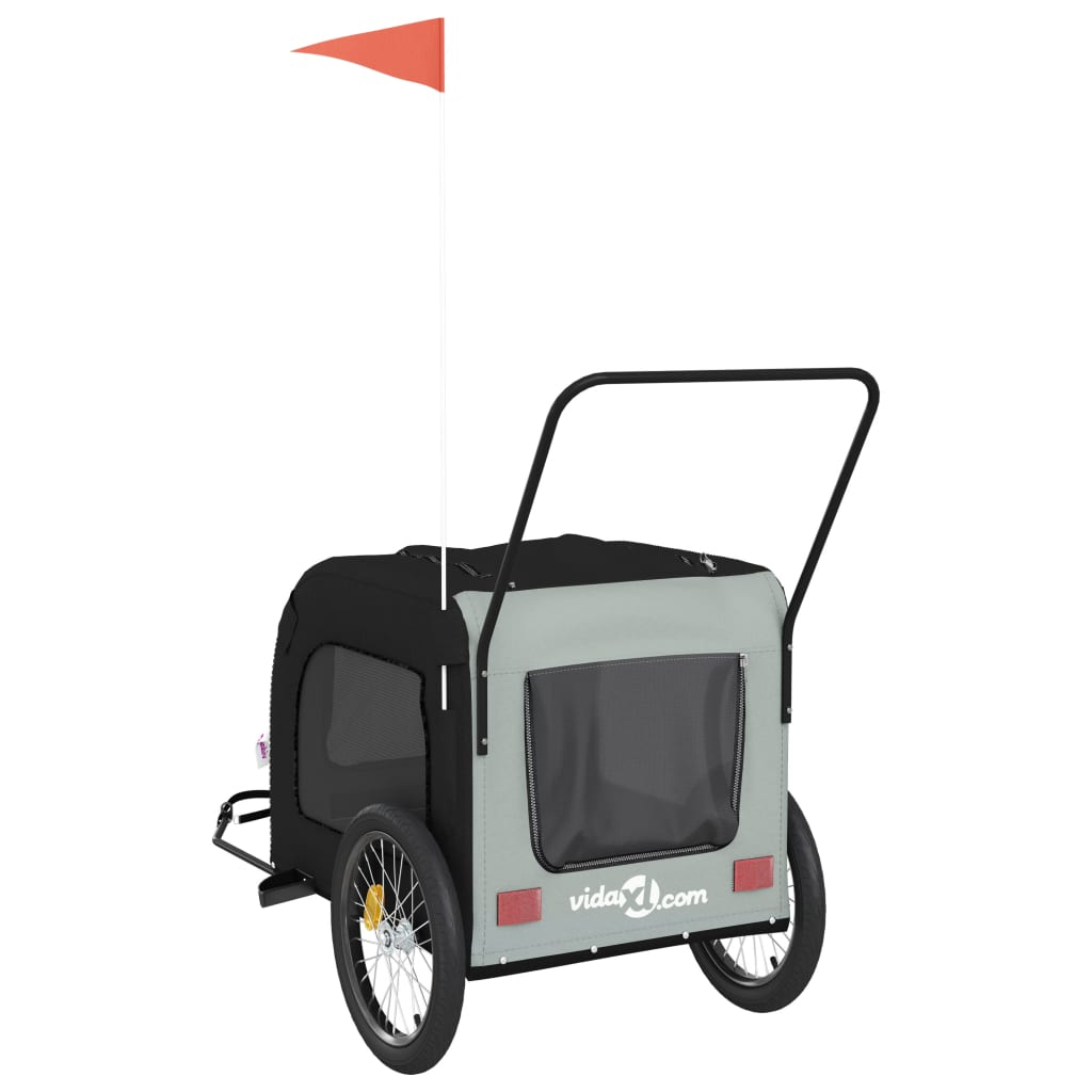 Glamorous Pups : vidaXL Pet Bike Trailer Black and Grey Oxford fabric, Iron, PVC Medium
