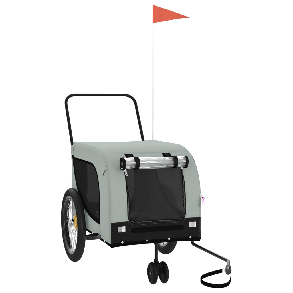 Glamorous Pups : vidaXL Pet Bike Trailer Grey and Black Oxford Fabric, Iron, PVC Standard