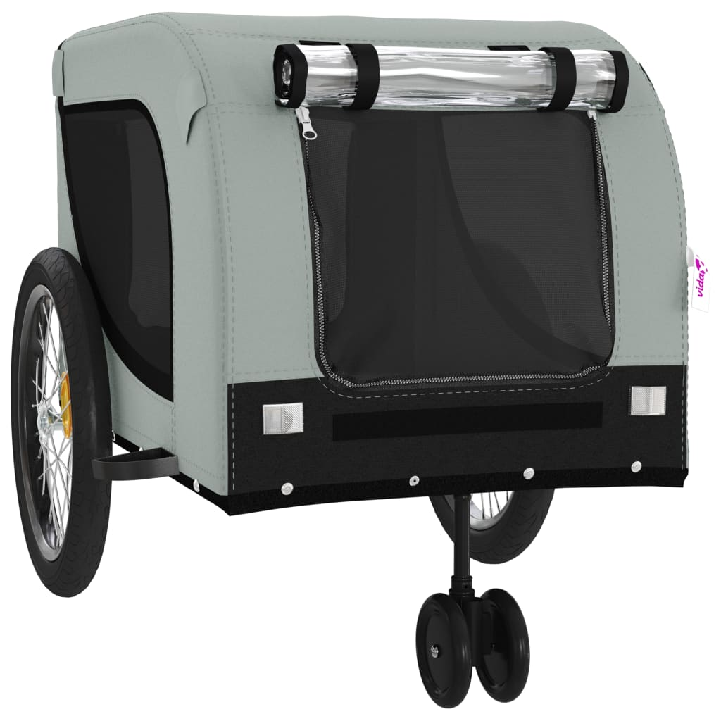 Glamorous Pups : vidaXL Pet Bike Trailer Grey and Black Oxford Fabric, Iron, PVC Standard