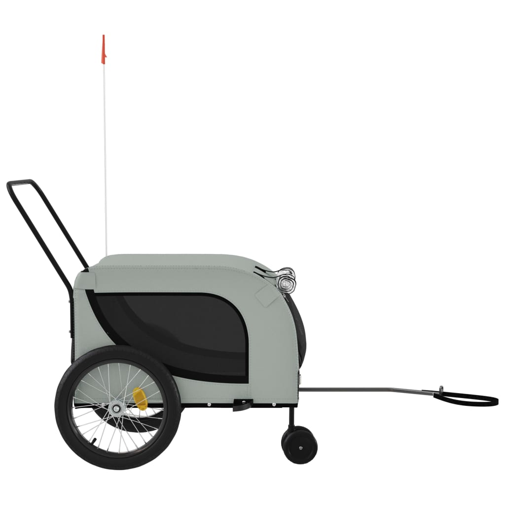 Glamorous Pups : vidaXL Pet Bike Trailer Grey and Black Oxford Fabric, Iron, PVC Standard