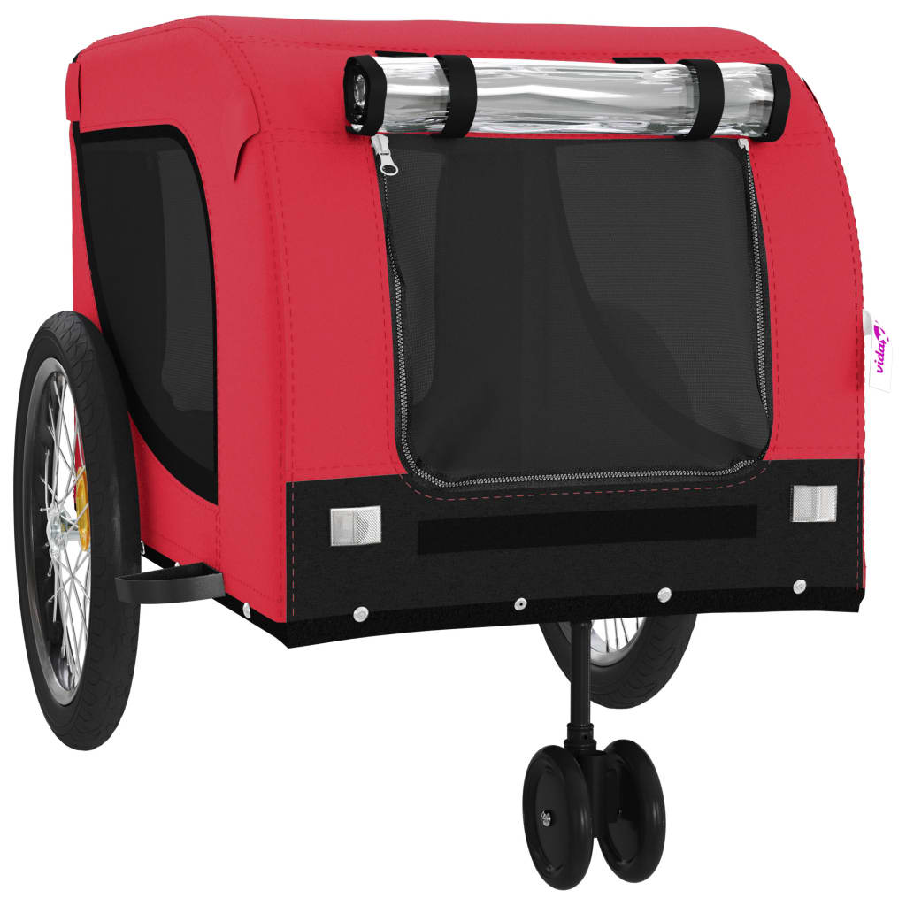 Glamorous Pups : vidaXL Pet Bike Trailer Red and Black Oxford fabric, iron, PVC Small