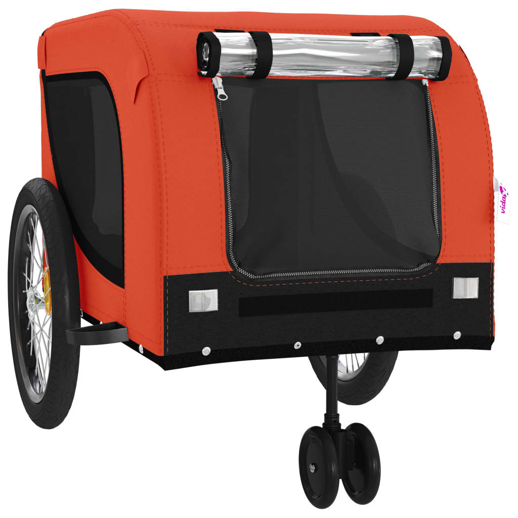 Glamorous Pups : vidaXL Pet Bike Trailer Orange and Black Oxford Fabric, Iron, PVC Small