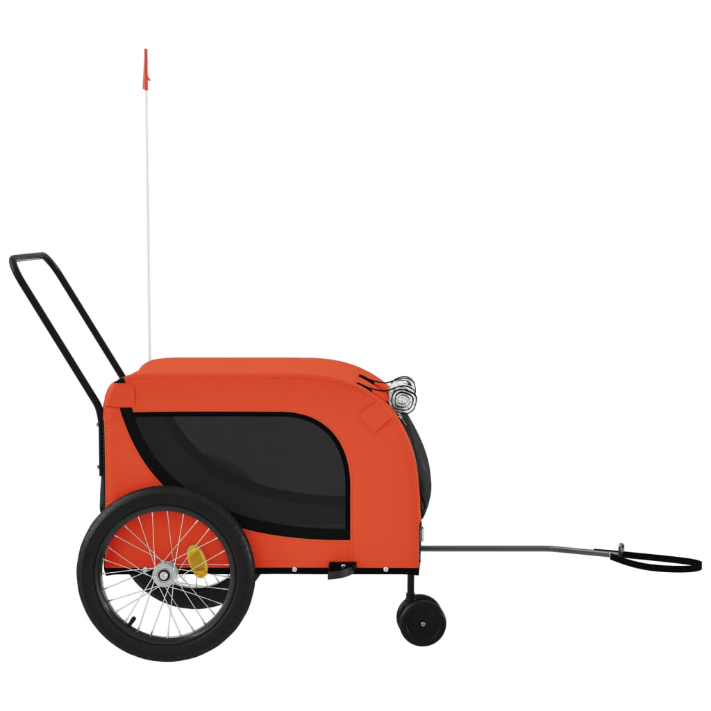 Glamorous Pups : vidaXL Pet Bike Trailer Orange and Black Oxford Fabric, Iron, PVC Small
