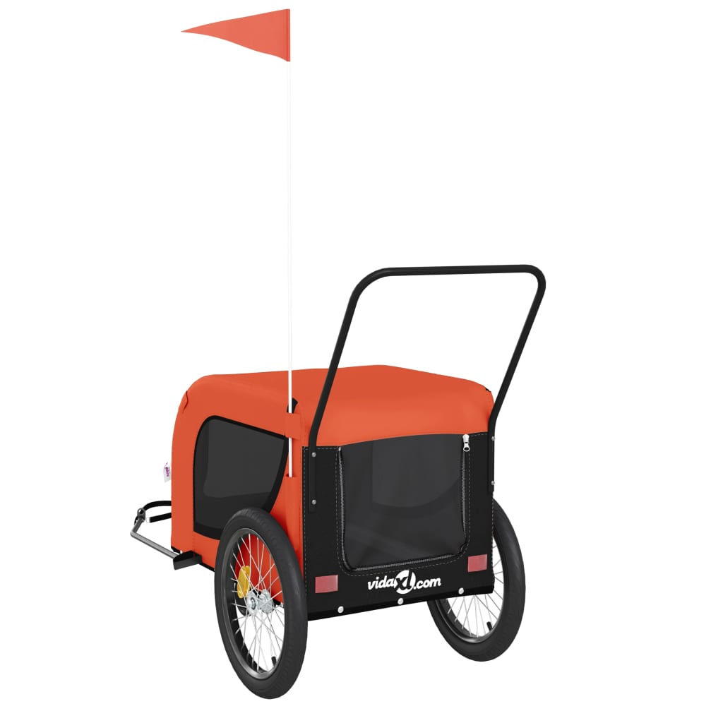 Glamorous Pups : vidaXL Pet Bike Trailer Orange and Black Oxford Fabric, Iron, PVC Small
