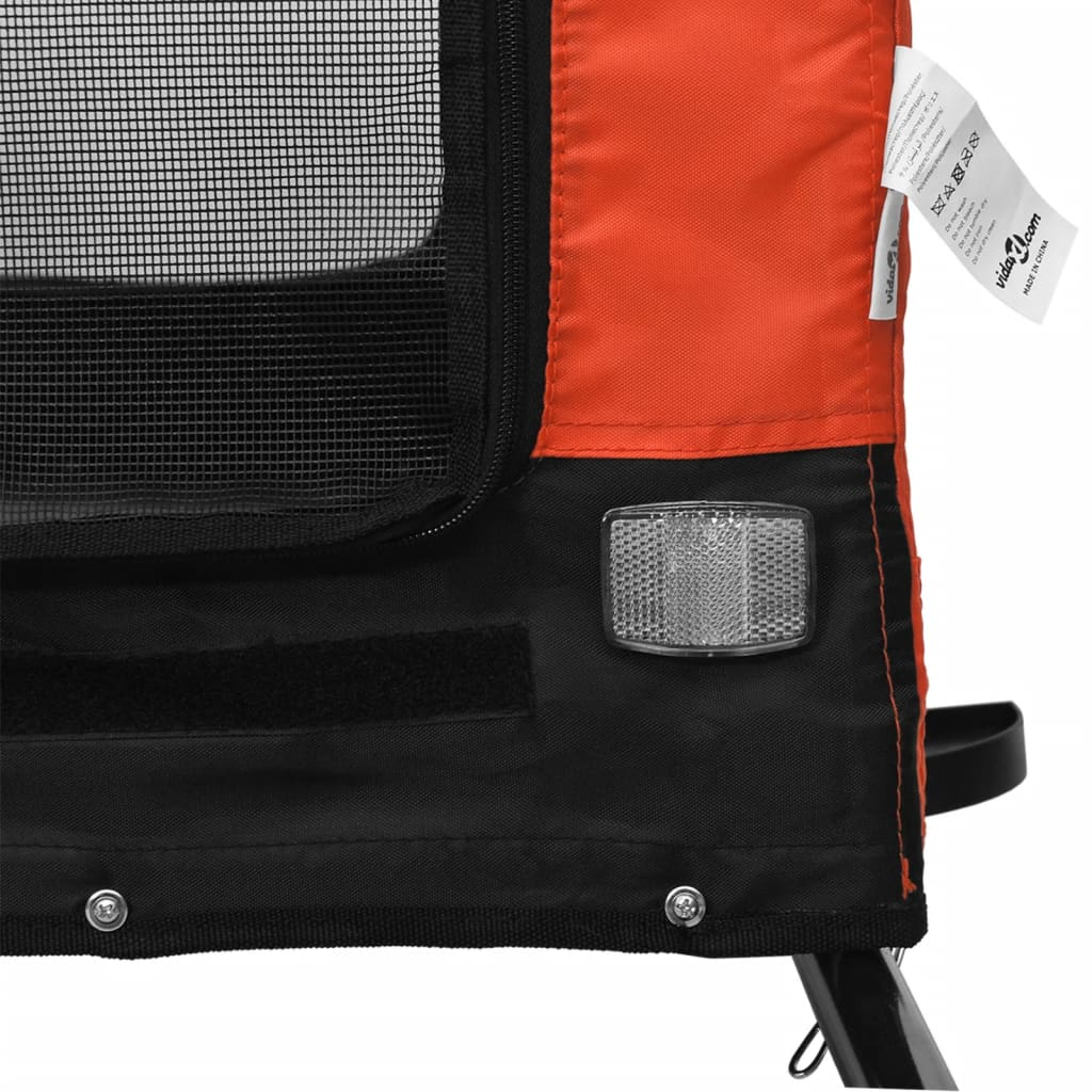 Glamorous Pups : vidaXL Pet Bike Trailer Orange and Black Oxford Fabric, Iron, PVC Small