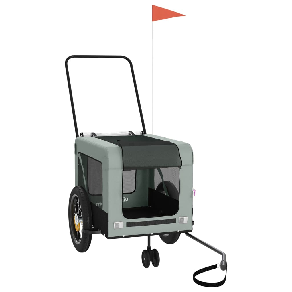 Glamorous Pups : vidaXL Pet Bike Trailer Grey and Black Oxford fabric, iron, PVC Small