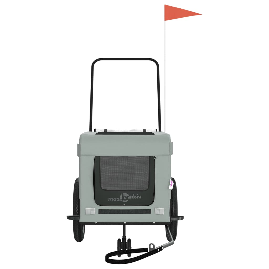 Glamorous Pups : vidaXL Pet Bike Trailer Grey and Black Oxford fabric, iron, PVC Small