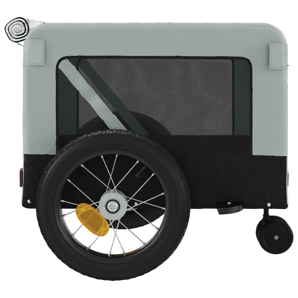 Glamorous Pups : vidaXL Pet Bike Trailer Grey and Black Oxford fabric, iron, PVC Small