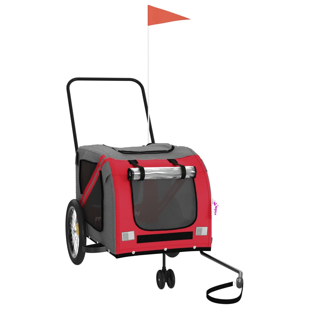 Glamorous Pups : vidaXL Pet Bike Trailer Red Oxford Fabric Small Durable