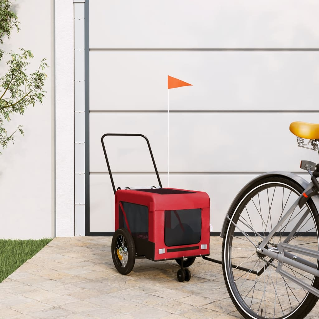Glamorous Pups : vidaXL Pet Bike Trailer Red and Black Oxford fabric, Iron, PVC Medium