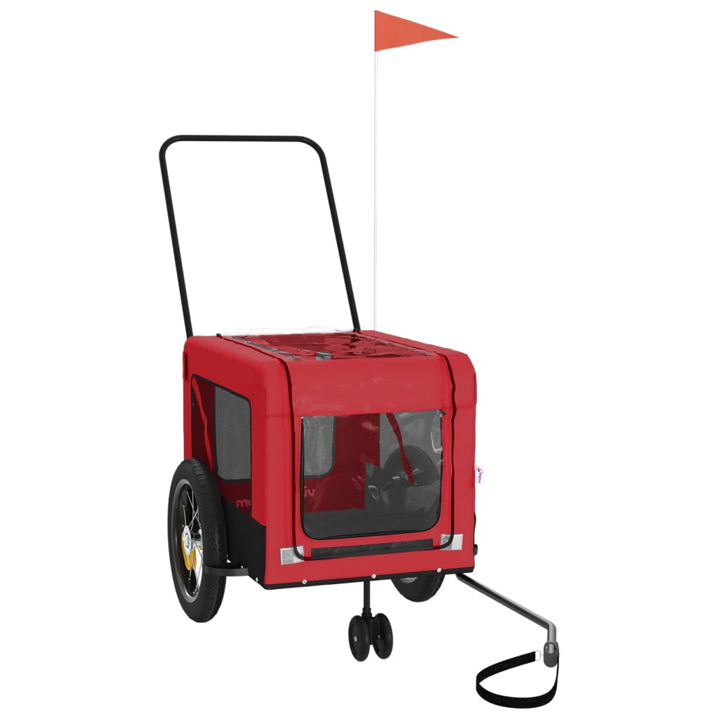 Glamorous Pups : vidaXL Pet Bike Trailer Red and Black Oxford fabric, Iron, PVC Medium