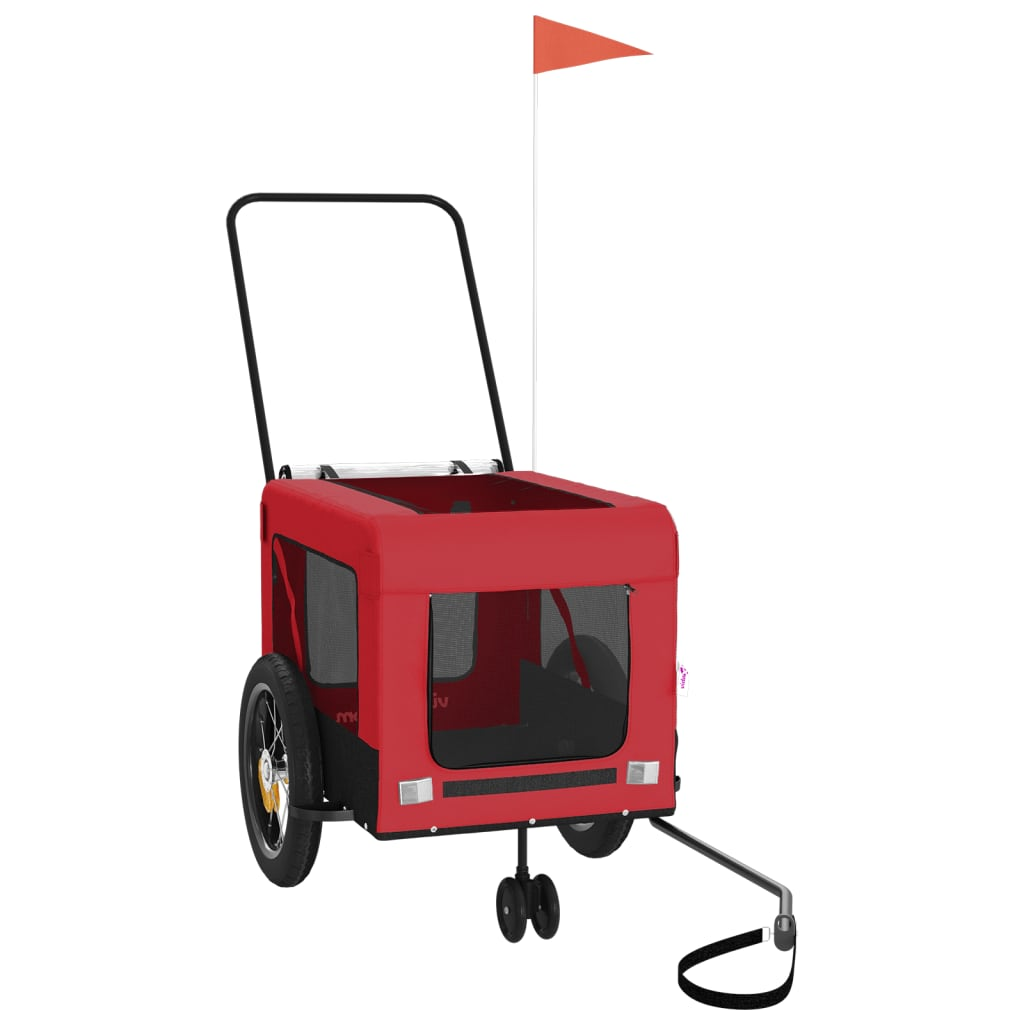 Glamorous Pups : vidaXL Pet Bike Trailer Red and Black Oxford fabric, Iron, PVC Medium