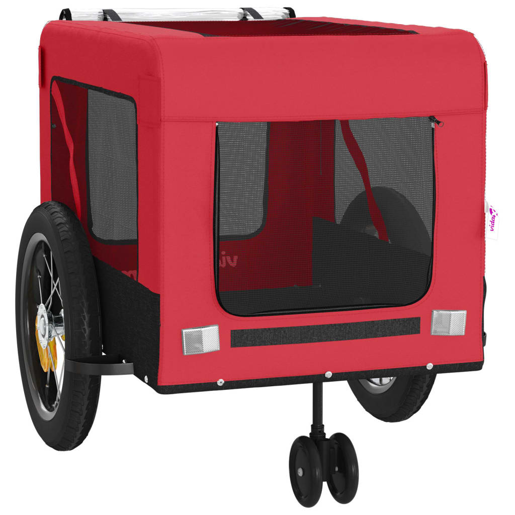 Glamorous Pups : vidaXL Pet Bike Trailer Red and Black Oxford fabric, Iron, PVC Medium