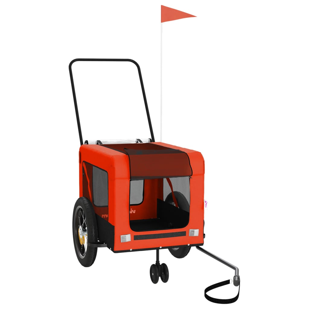 Glamorous Pups : vidaXL Pet Bike Trailer Orange and Black Made from Oxford Fabric, Iron, PVC