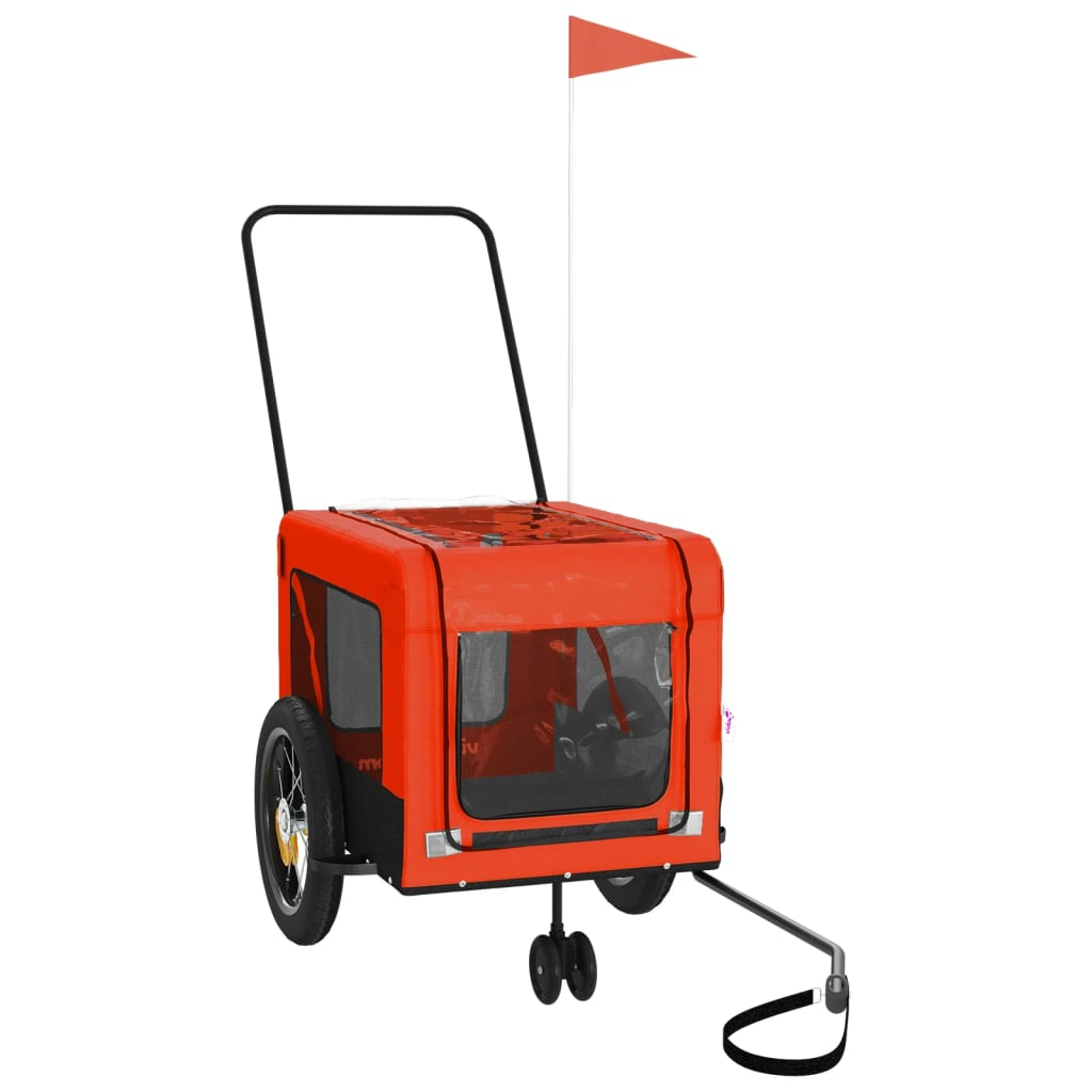 Glamorous Pups : vidaXL Pet Bike Trailer Orange and Black Made from Oxford Fabric, Iron, PVC