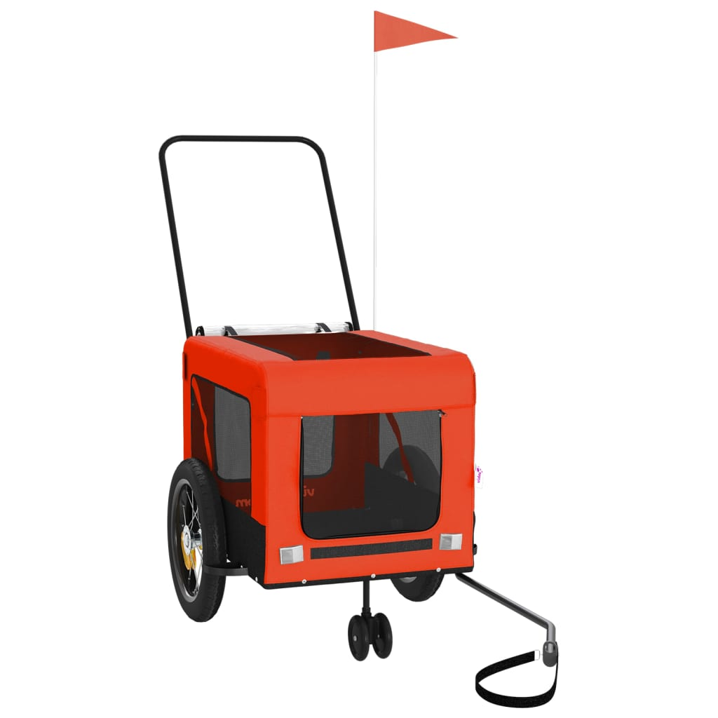 Glamorous Pups : vidaXL Pet Bike Trailer Orange and Black Made from Oxford Fabric, Iron, PVC