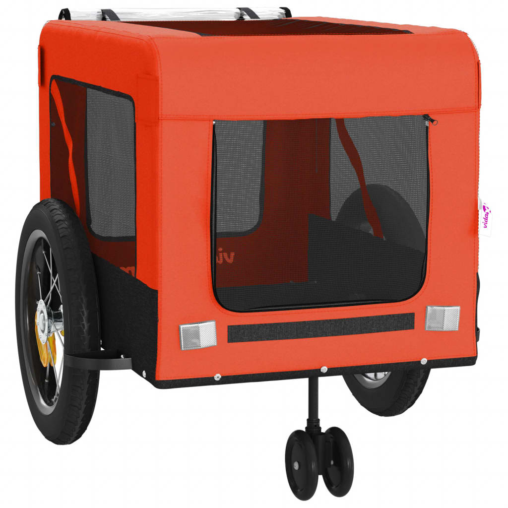 Glamorous Pups : vidaXL Pet Bike Trailer Orange and Black Made from Oxford Fabric, Iron, PVC