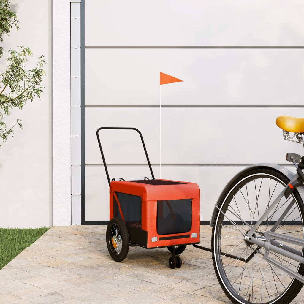 Glamorous Pups : vidaXL Pet Bike Trailer Orange and Black Made from Oxford Fabric, Iron, PVC