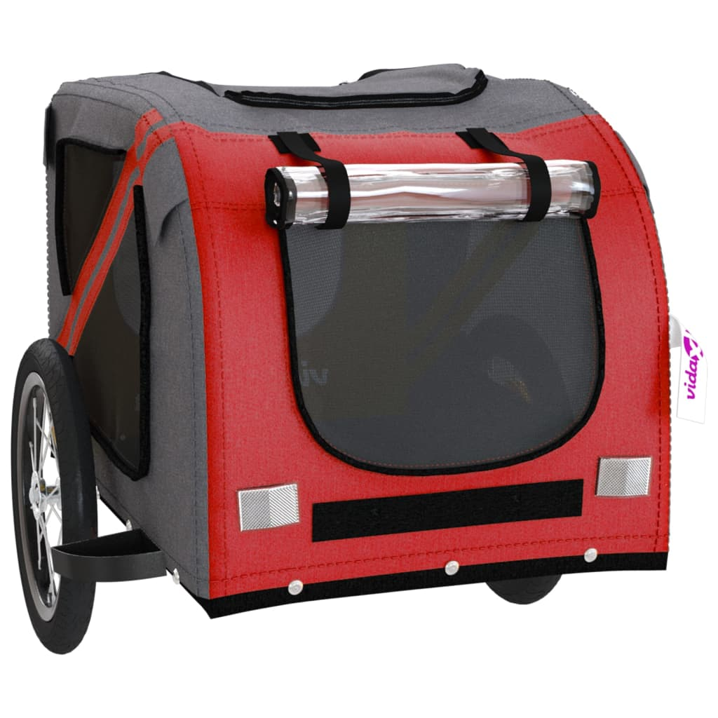 Glamorous Pups : vidaXL Pet Bike Trailer Red and Grey Oxford fabric, iron, PVC Foldable