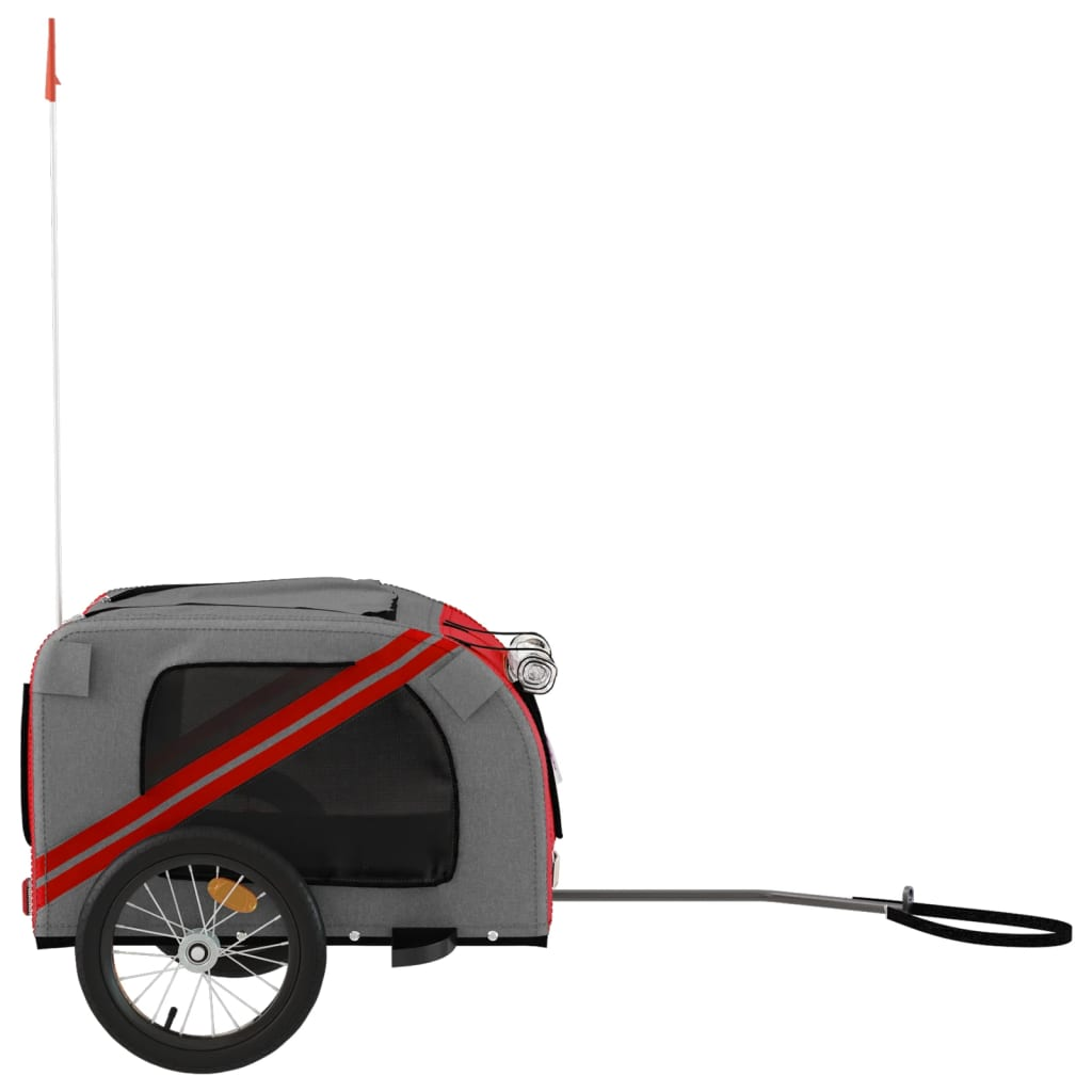 Glamorous Pups : vidaXL Pet Bike Trailer Red and Grey Oxford fabric, iron, PVC Foldable