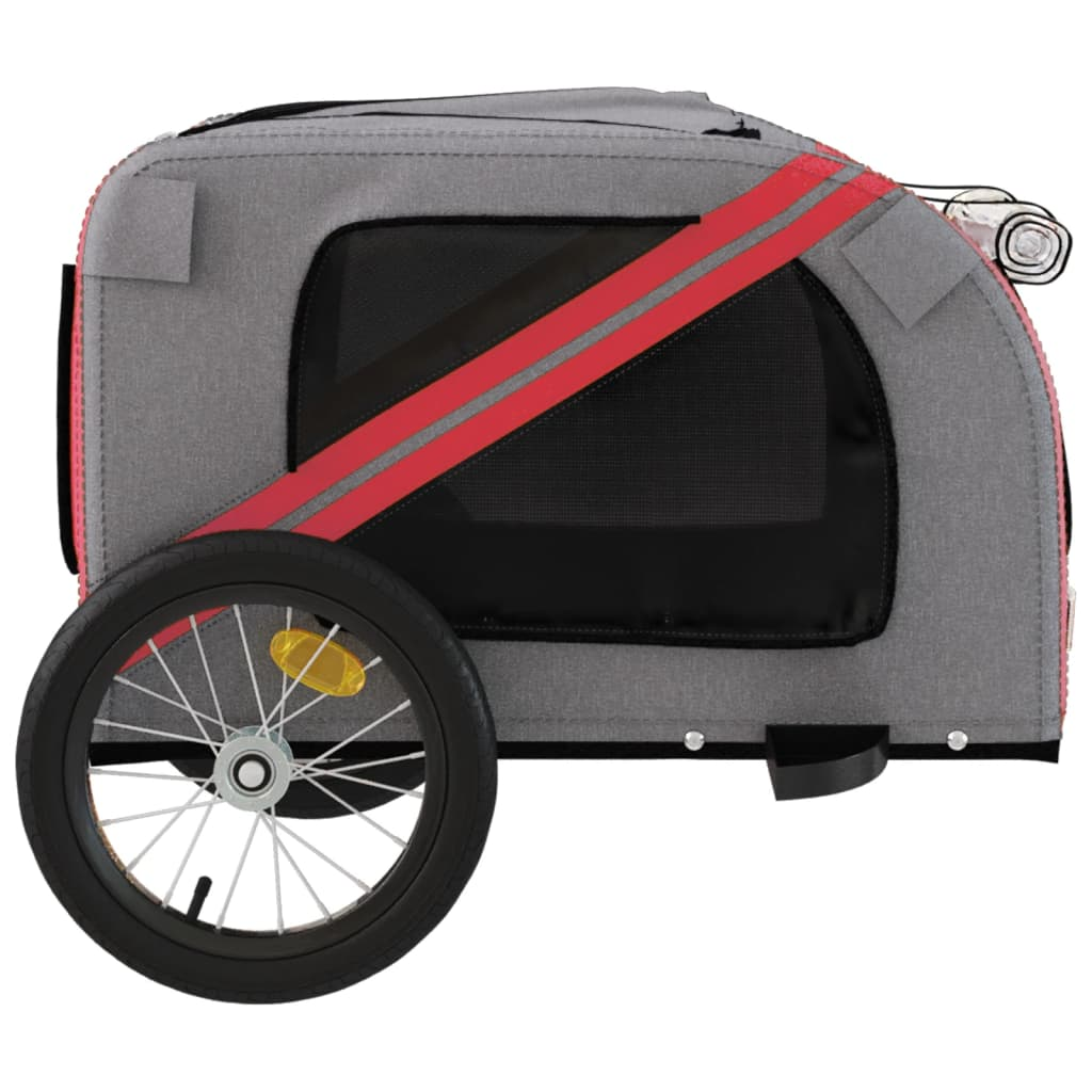 Glamorous Pups : vidaXL Pet Bike Trailer Red and Grey Oxford fabric, iron, PVC Foldable
