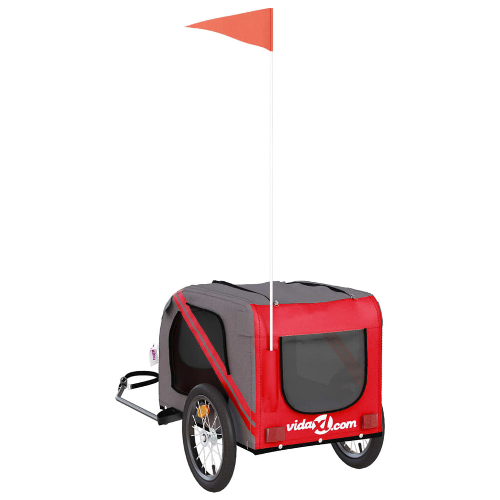Glamorous Pups : vidaXL Pet Bike Trailer Red and Grey Oxford fabric, iron, PVC Foldable