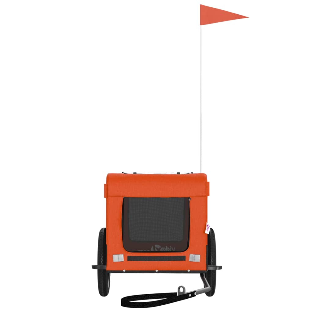 Glamorous Pups : vidaXL Pet Bike Trailer Orange and Black Oxford Fabric, Iron, PVC Small