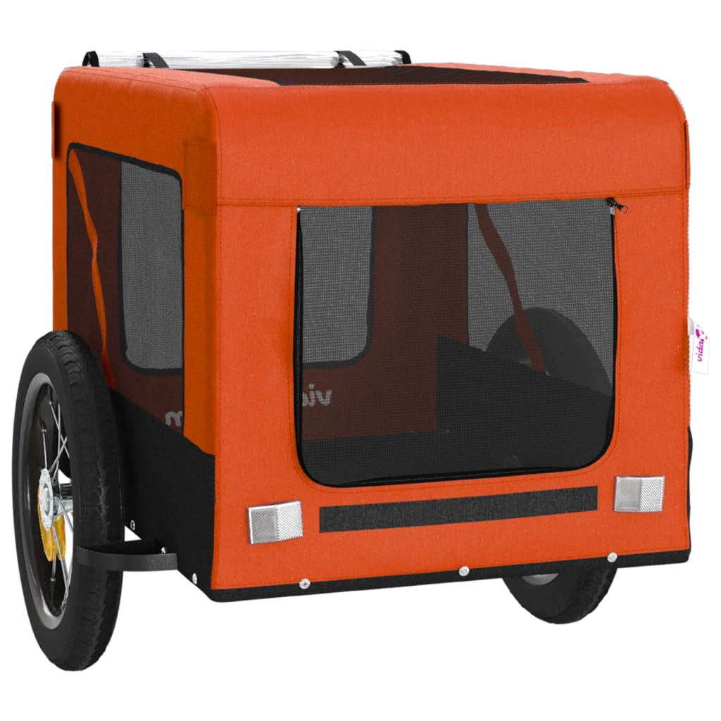 Glamorous Pups : vidaXL Pet Bike Trailer Orange and Black Oxford Fabric, Iron, PVC Small