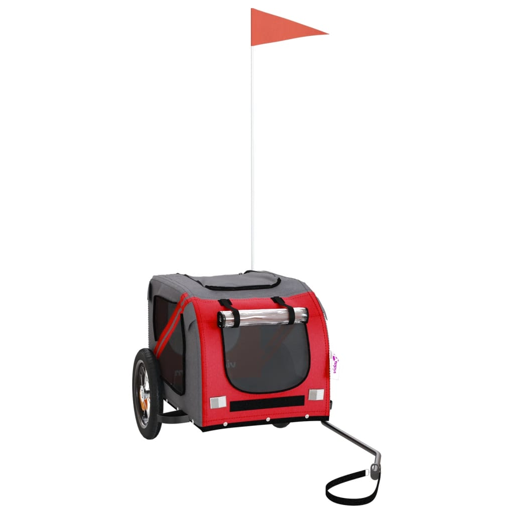 Glamorous Pups : vidaXL Pet Bike Trailer Red and Grey Oxford fabric, Iron, PVC One Size