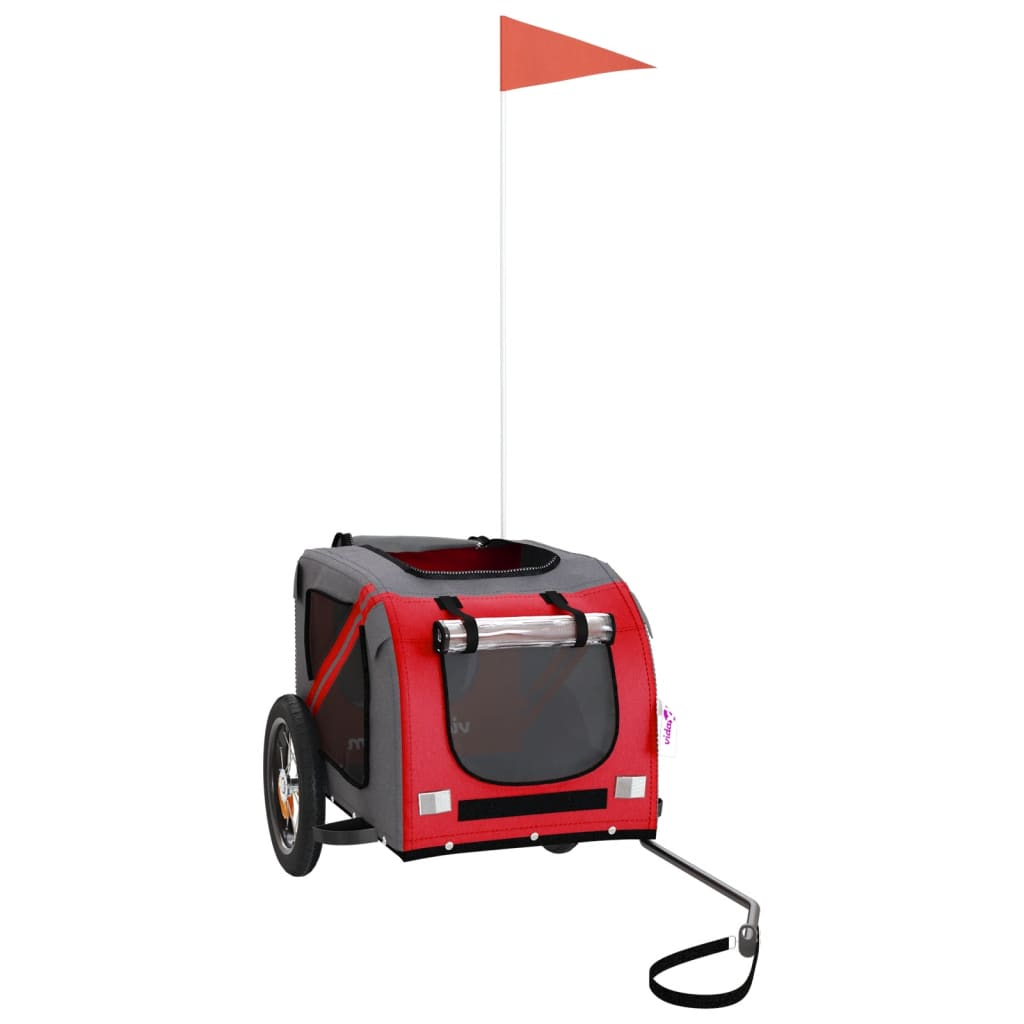 Glamorous Pups : vidaXL Pet Bike Trailer Red and Grey Oxford fabric, Iron, PVC One Size