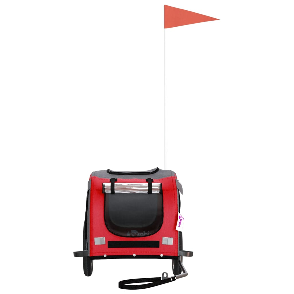 Glamorous Pups : vidaXL Pet Bike Trailer Red and Grey Oxford fabric, Iron, PVC One Size