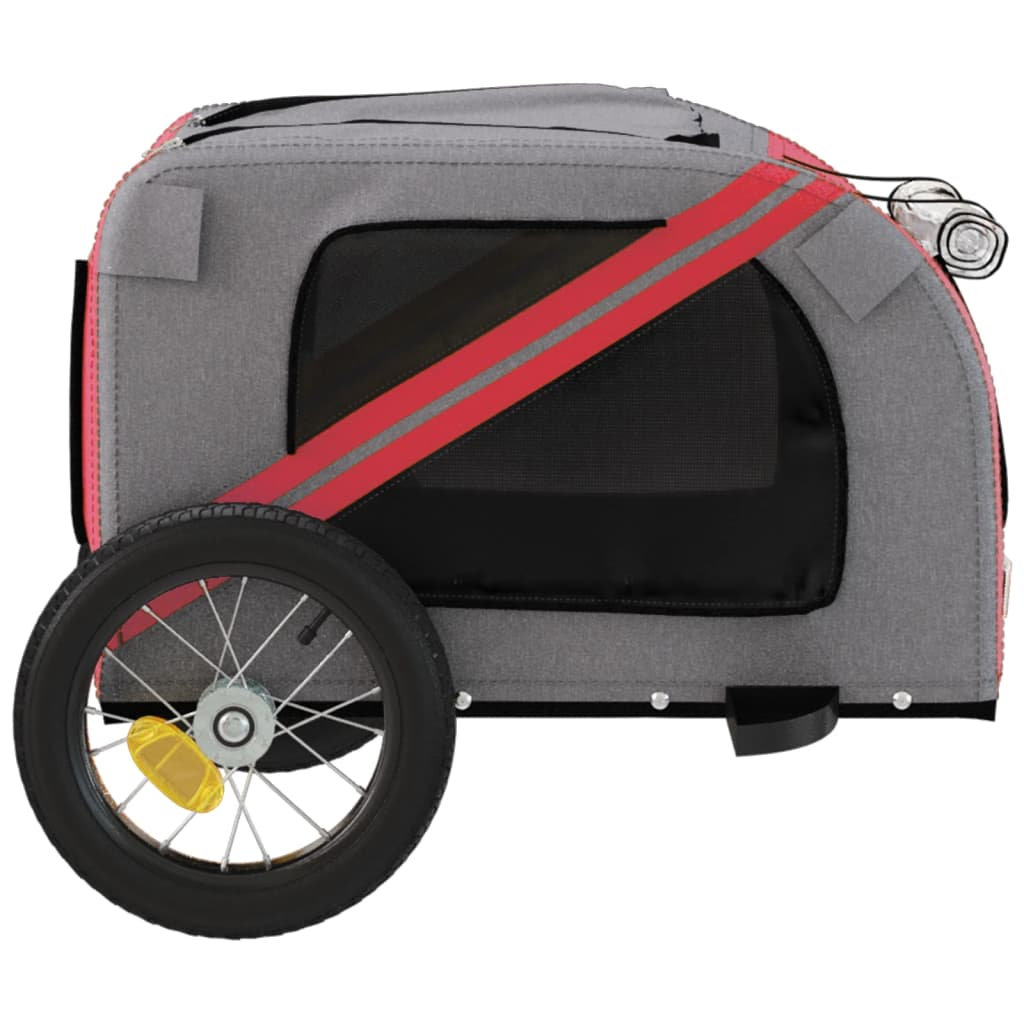 Glamorous Pups : vidaXL Pet Bike Trailer Red and Grey Oxford fabric, Iron, PVC One Size